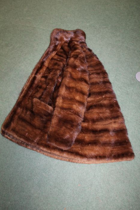 Ladies Mink fur coat, with silk lining, embroidered "P.O's"