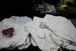Five 1920's/30's mens dress shirts with detachable collars, together with a pair of suede baby