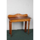 Victorian satinwood console table/side table, the rectangular top with a wavy gallery raised on