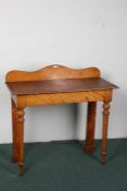 Victorian satinwood console table/side table, the rectangular top with a wavy gallery raised on