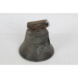 Swiss bronze cow bell, signed Albertano Fondeur LaSarraz (Suisse), 12.5cm diameter