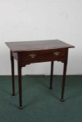 19th century oak low boy, the rectangular top above a single drawer raised on turned legs, 73cm high