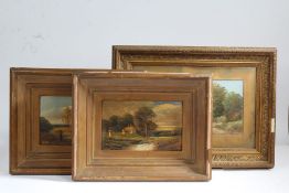 Pair of Victorian school landscape oil on boards indistinctly signed lowers left together with