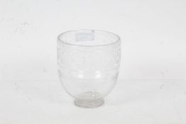 19th century tea mixing glass bowl, with a cut glass repeating design, 11.5cm high