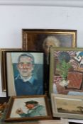 Large collection of various pictures and paintings, 20th century, to include portraits, landscapes