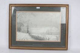 Robbin Jennings (20th century) "Winter Stillness" Signed (Lower Left), Pencil Drawing  48cm by 31cm