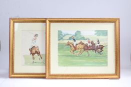 English School (20th Century) Polo Scenes, pair of watercolours, 28 x 38cm (11 x 15in) (2)