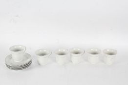 Tea/Coffee set in white consisting of six cups and five saucers (11)