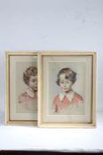 James Arden Grant (1887-1974), Portraits of Melanie, both signed, pair of pastels, one AF (2)