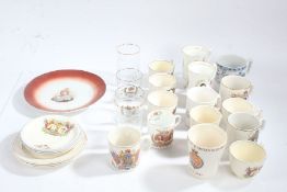 Collection of commemorative items, to include cups, saucers and glasses (qty)