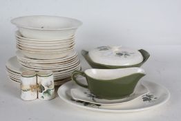 Palissy Shadow Rose pattern dinner service, comprising six dinner plates, six side plates, six