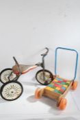 Vintage child's Pashley Pickle tricycle, together with a push-along truck with coloured building