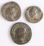 Roman denarius, to include Domitian, Gordian and another, (3)