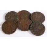 Charles II, A collection of Farthings, 1672, 1673, 1675, 1679 and date obscured (S 3394) (6)