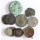 Roman coins, to include a Denarius, a silver Republican coin and bronze coins, together with a