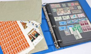 Stamps, pre-decimal U/M in folder + two envelopes of sheets and part sheets