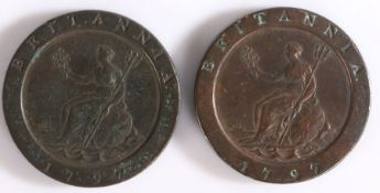 George III Two pence "Cartwheel" 1797, x 2, (2)