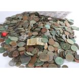 Collection of coins, a large assortment of various denominations and countries