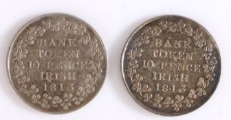 George III, Two Irish Ten Pence Bank Tokens, 1813, (2)