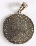 George II Half Crown, 1746, Lima, Pendant mounted, (S 3695A)