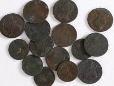 A collection of George II copper coins, various dates and denominations, (qty)