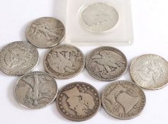 USA, A collection of Half Dollars, 1895, 1918, 1920, 1943, 1946, 1953 and 1964 x 3, (9)