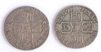 Anne, two Sixpence coins, 1711, (S 3619) (2)
