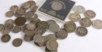 A collection of US coins, to include Quarters, Dimes, Cents and Nickels, various dates (qty)