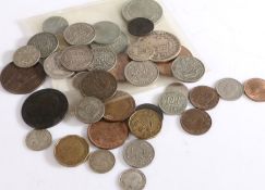 Collection of coins to include Victoria half crown 1889, three shilling 1885 etc. (qty)