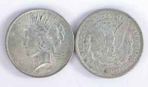 USA One Dollar coins, 1921 and 1923, (2)