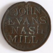 An overstruck 1826 Penny, JOHN EVANS NASH MILL, HERTS MDCCCXL
