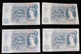 Bank of England, Five pound banknotes, cashiers Fforde and Hollom, (4)