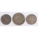 William & Mary Sixpence, 1693, (S 3438) together with a George II Sixpence 1746 and a George II