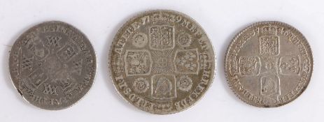 William & Mary Sixpence, 1693, (S 3438) together with a George II Sixpence 1746 and a George II