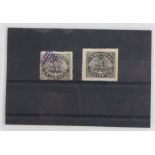 Two postage stamps issued by the steam ship "Clara Rothe" 1863-66, 1 centavo and 3 centavo stamps
