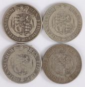 George III, a collection of Halfcrowns, to include 1817, 1818, 1819 x 2, (4)