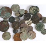 Collection of ancient coins, to include Roman, Ptolemaic, also with jettons, (qty)