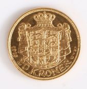 Denmark, 20 Kroner,  Christian X, 1916