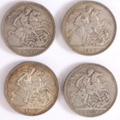 Victoria Crowns, 1891, x 2, 1887 and 1890, (4)