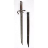 Second World War Japanese Type 30 Bayonet, early example with hooked quillon, Kokura Arsenal mark to