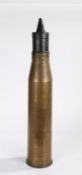 British 20 Pounder Drill/Training APDS shell case with wooden projectile, base of case dated 1964