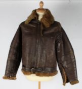 Second World War British sheepskin Irving Flying Jacket, four panel, Air Ministry zip to front