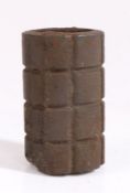 First World War British Battye hand grenade, segmented cast iron cylinder with cavity for explosive,