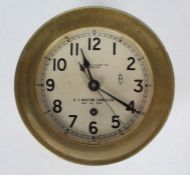 Second World War period ships brass bulkhead clock to the U.S. Maritime Commission by the Chelsea