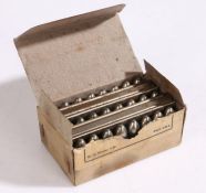 Box of 40 Cold War period Czech made 9 x 19mm rounds in 8 round charging clips, base of cases and