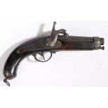 19th century French military percussion pistol, signed to the lock for the Tulle Arsenal in