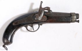 19th century French military percussion pistol, signed to the lock for the Tulle Arsenal in