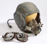 RAF Cold War period flying helmet and Type H oxygen mask, together with a pair of 1950s era '
