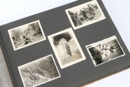 Second World War German photograph album, fabric covered boards, photos of Army, Luftwaffe and RAD