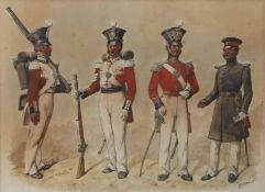 Watercolour, Richard Simkin, The Queens own Regiment 1840, signed, 36 cm x 27 cm